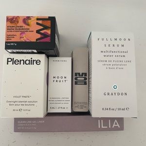 Bundle of brand new, unopened clean skincare/makeup, plus tote bag.